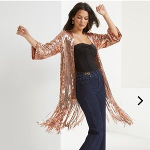 NY&Co Gold Sequin Fringe Jacket